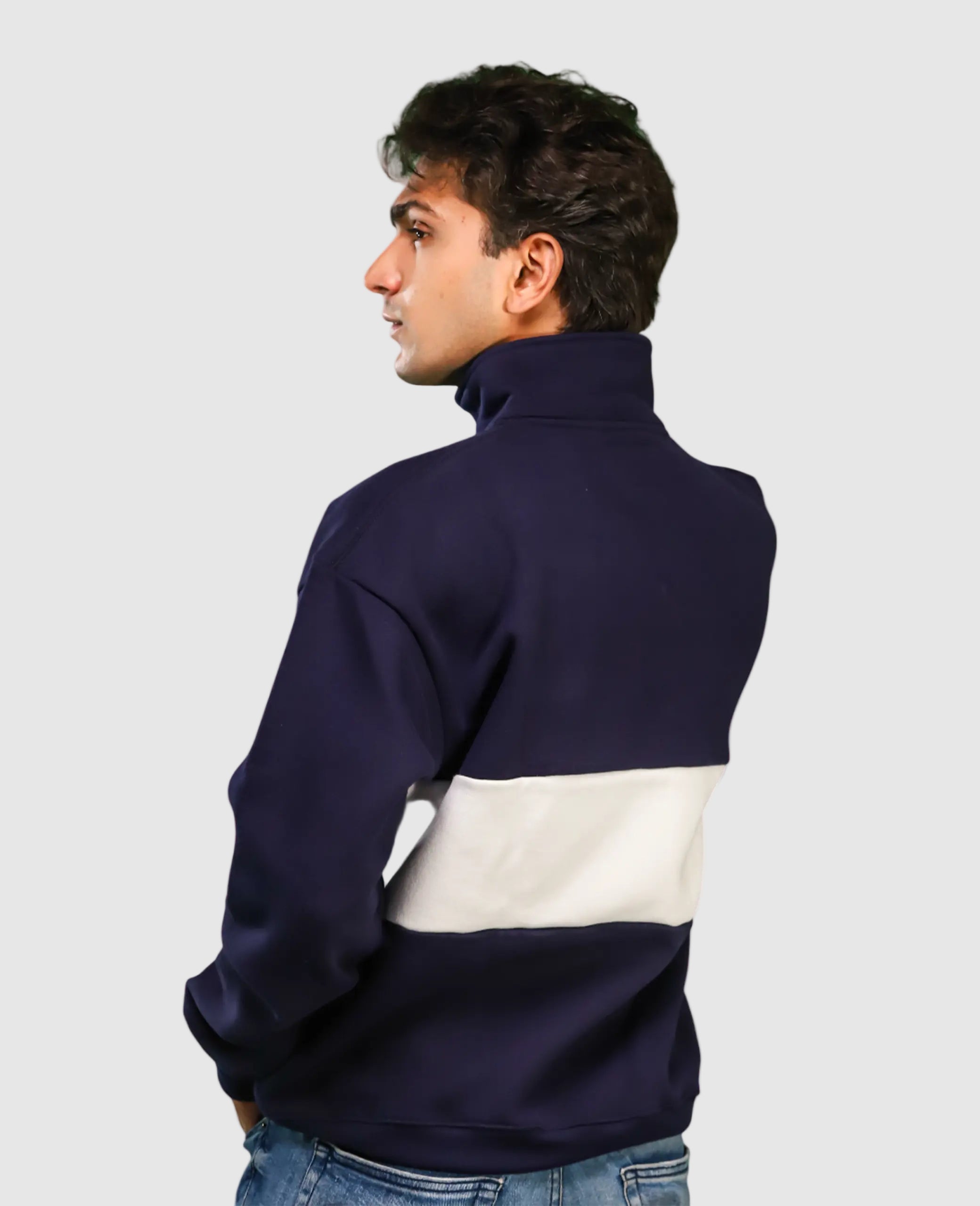 Heavyweight Collared-Navy Sweatshirt