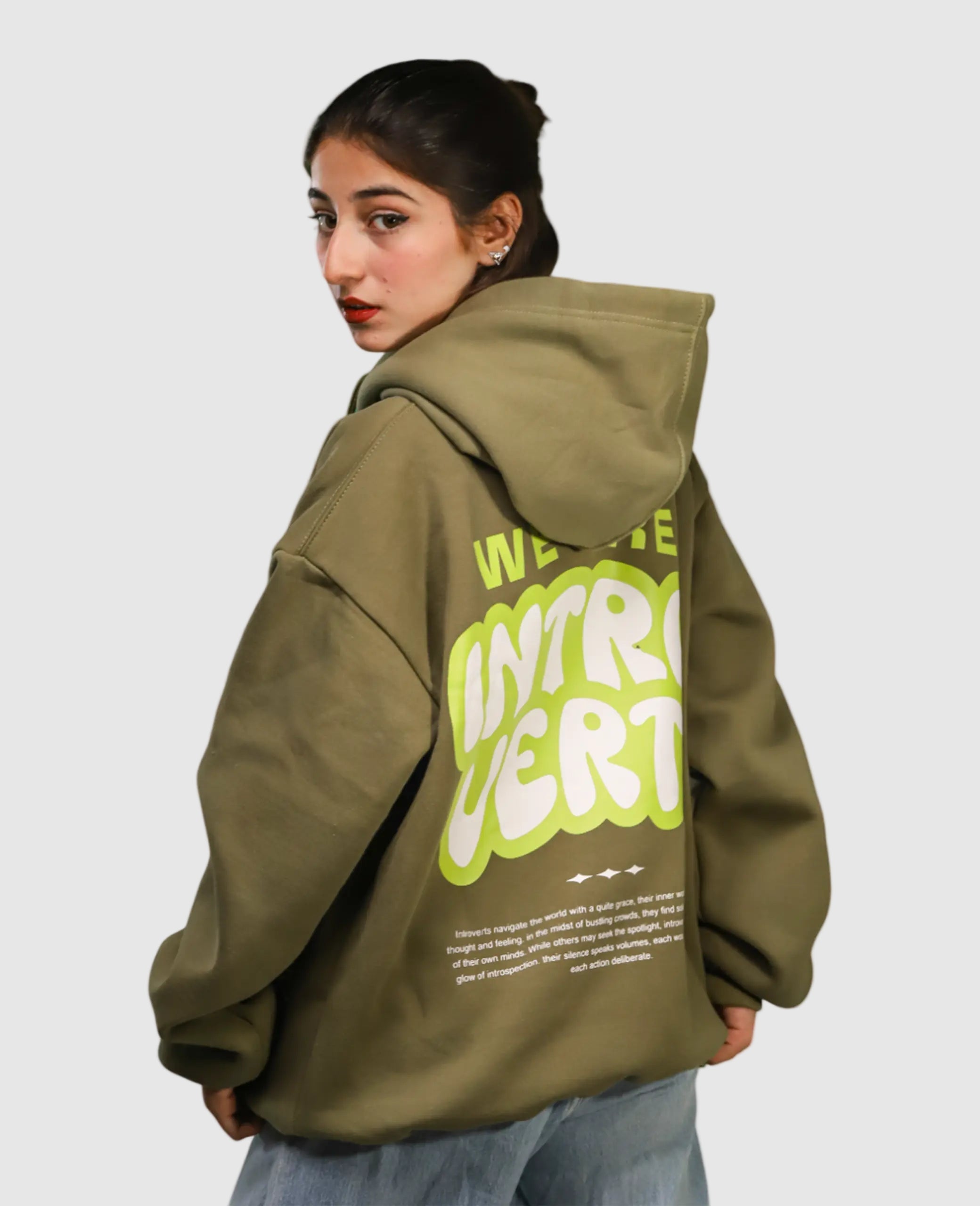 Introverts Olive-green Hoodie
