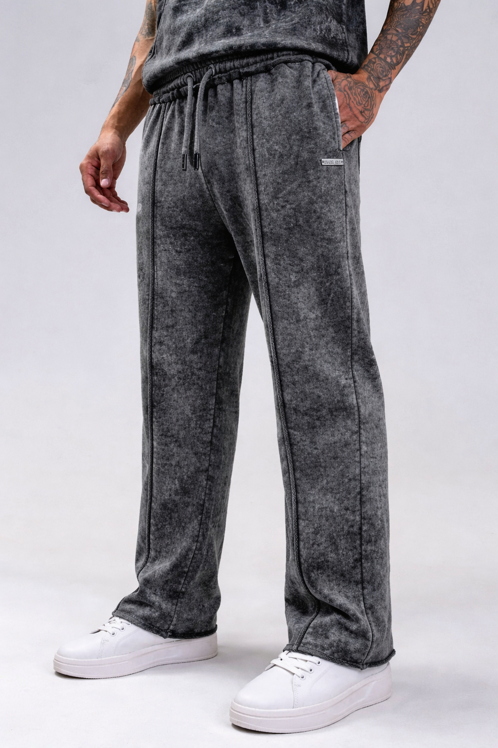 Stone-Wash Raw Terry Joggers