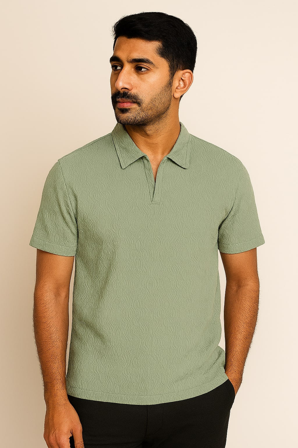 Olive Woven Polo Tee