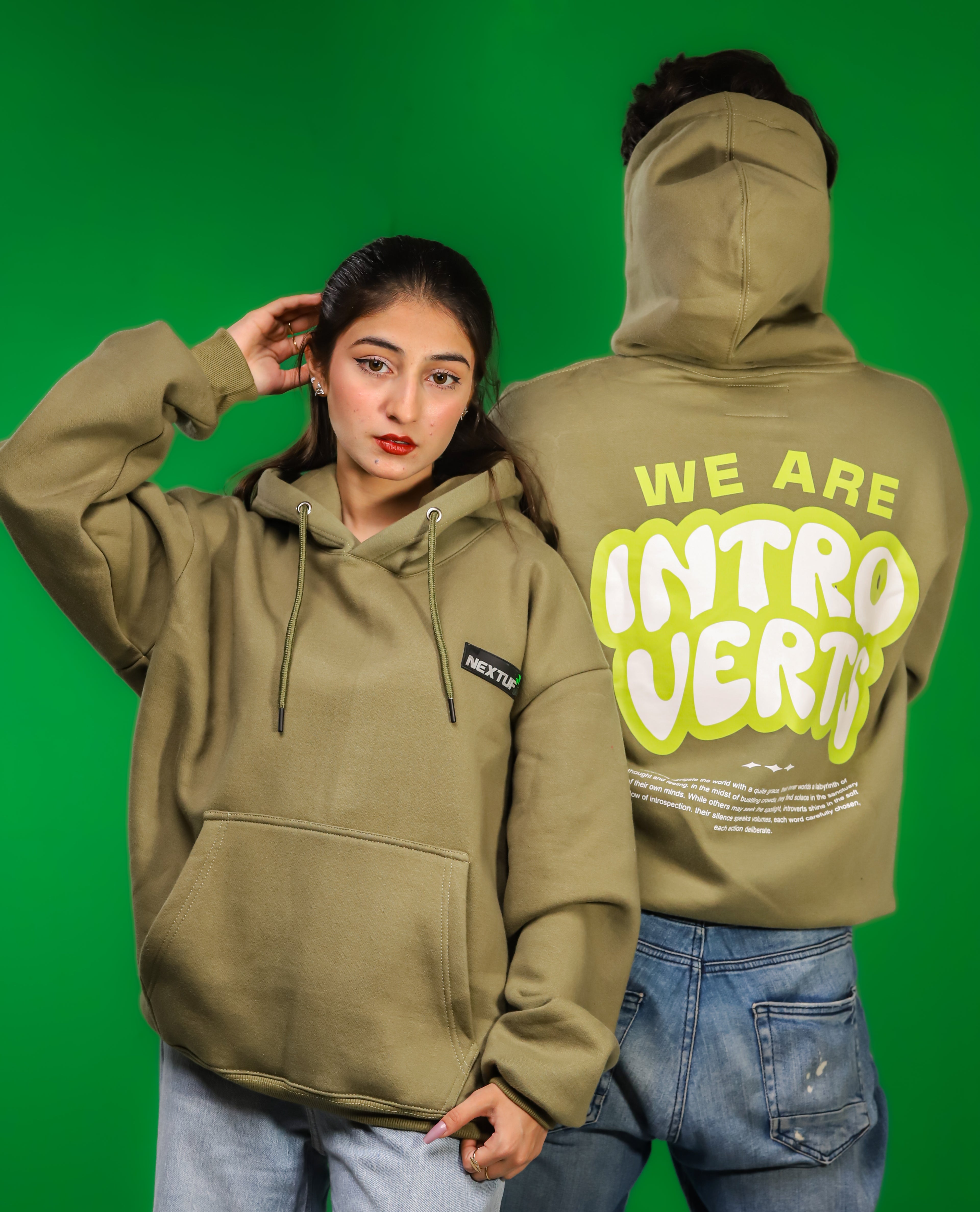 Introverts Olive-green Hoodie