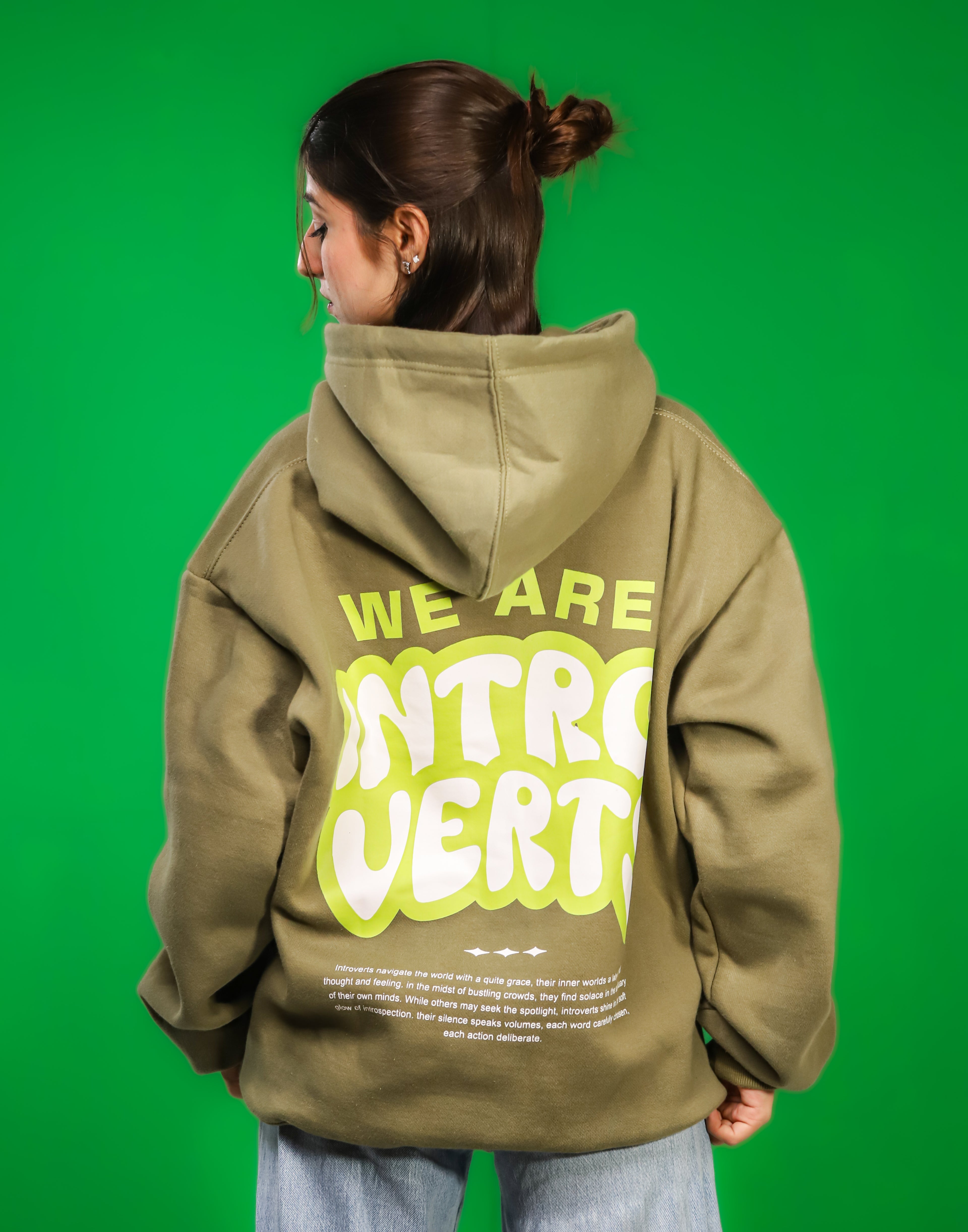 Introverts Olive-green Hoodie