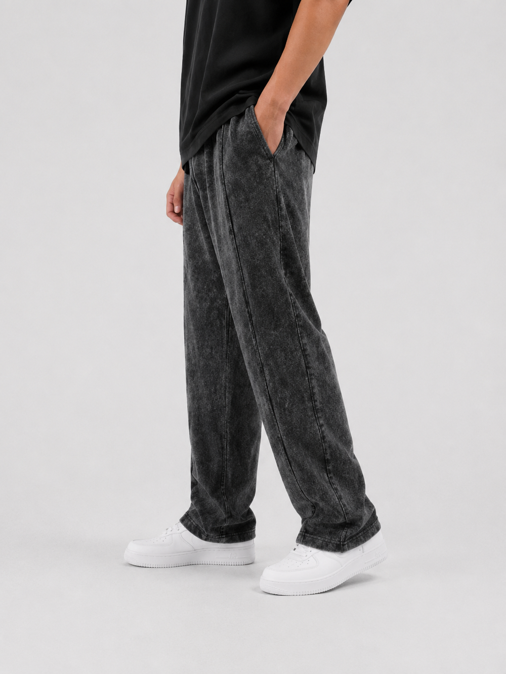 Stone-Wash Raw Terry Joggers