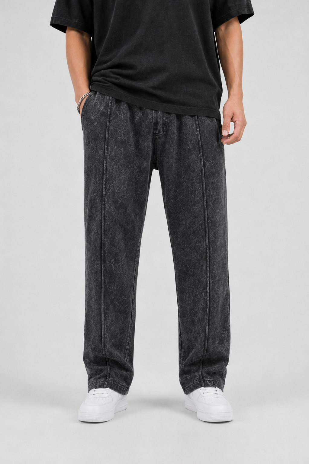 Stone-Wash Raw Terry Joggers