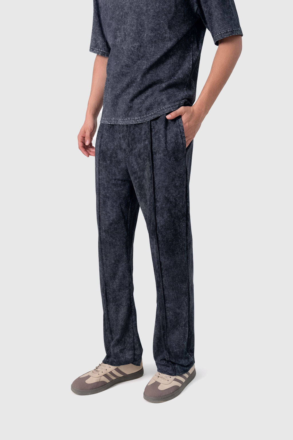 Stone-Wash Raw Terry Joggers