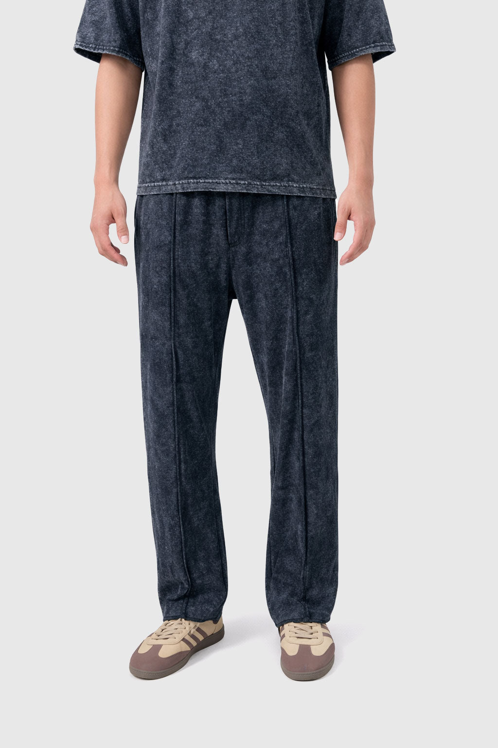 Stone-Wash Raw Terry Joggers