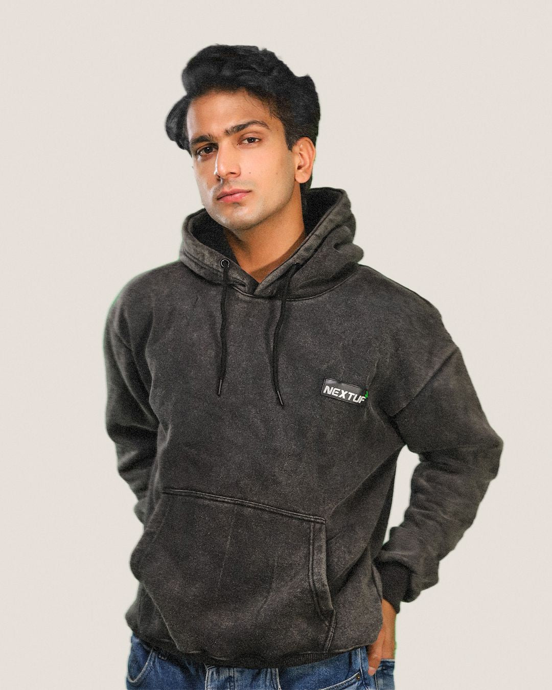 Acidwash Heavyweight Hoodie Fleece Nextuf.Store s Gray 