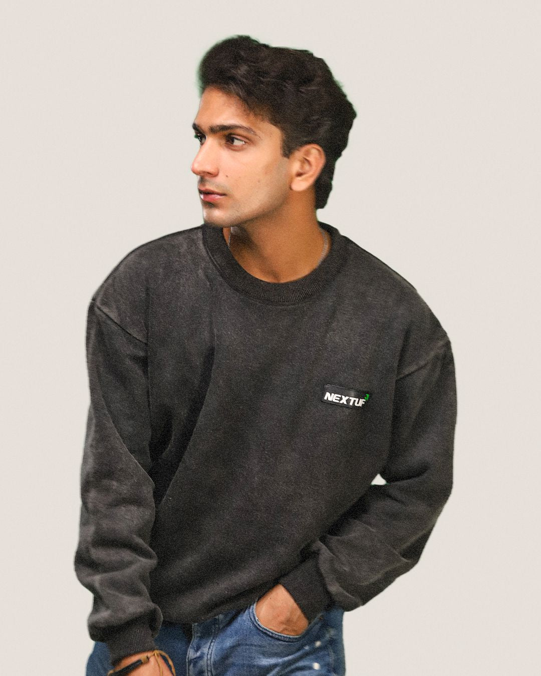 Heavyweight Acid-Wash Sweatshirt Fleece Nextuf.Store Gray s 