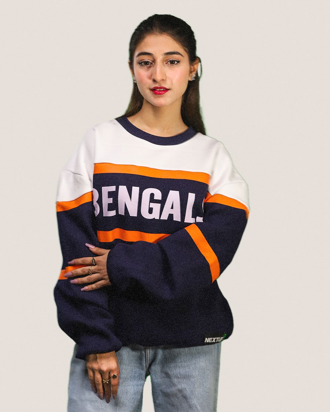 Heavyweight Bengals-Pattern Sweatshirt Fleece Nextuf.Store 