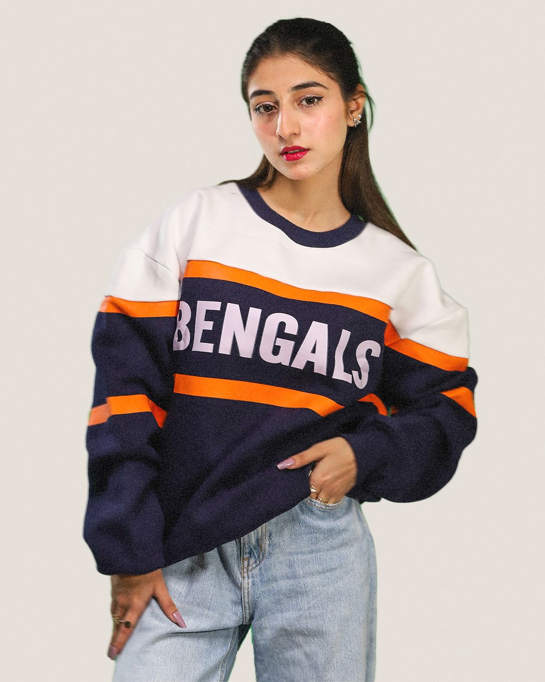 Heavyweight Bengals-Pattern Sweatshirt Fleece Nextuf.Store 