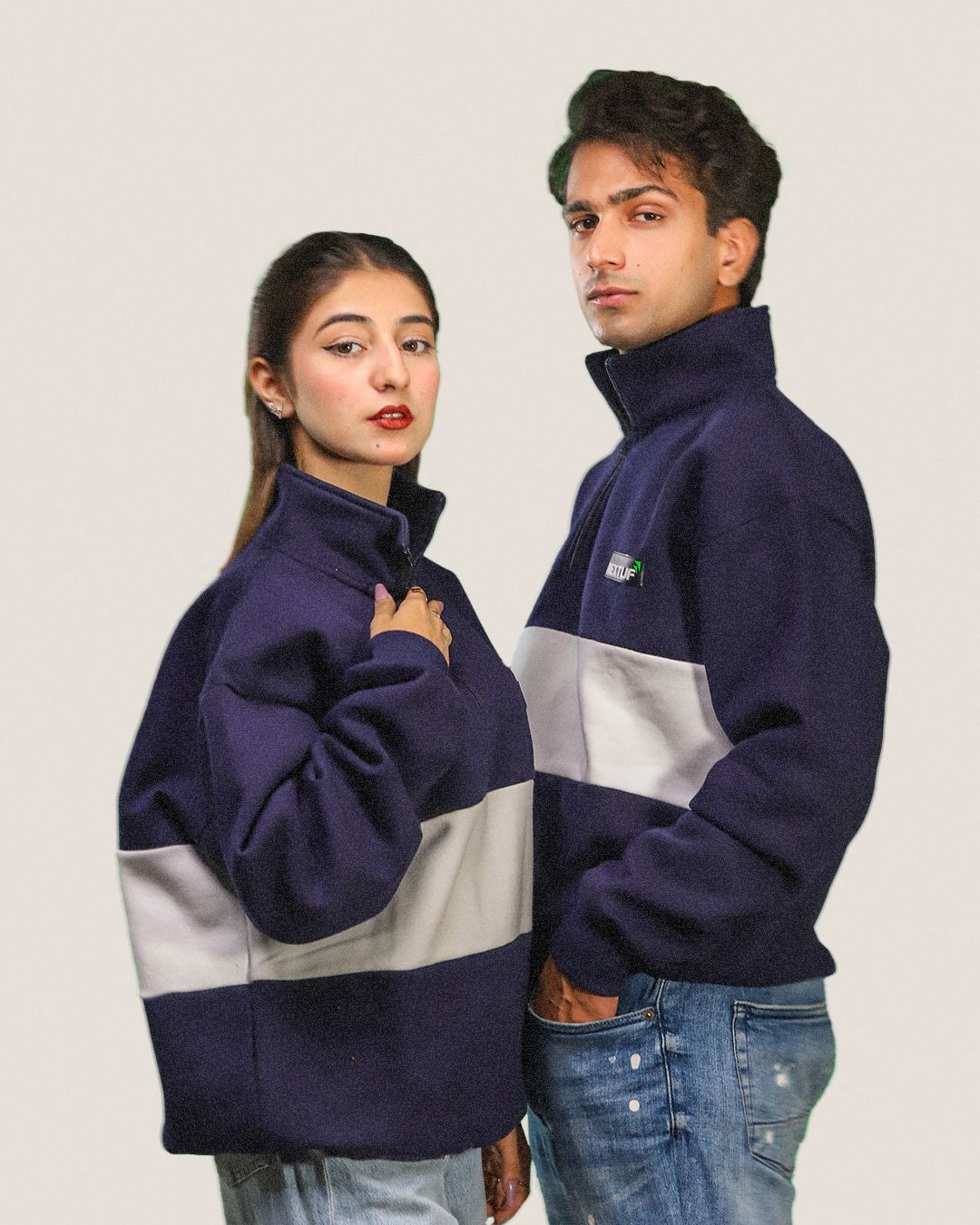 Heavyweight Collared-Navy Sweatshirt Fleece Nextuf.Store 