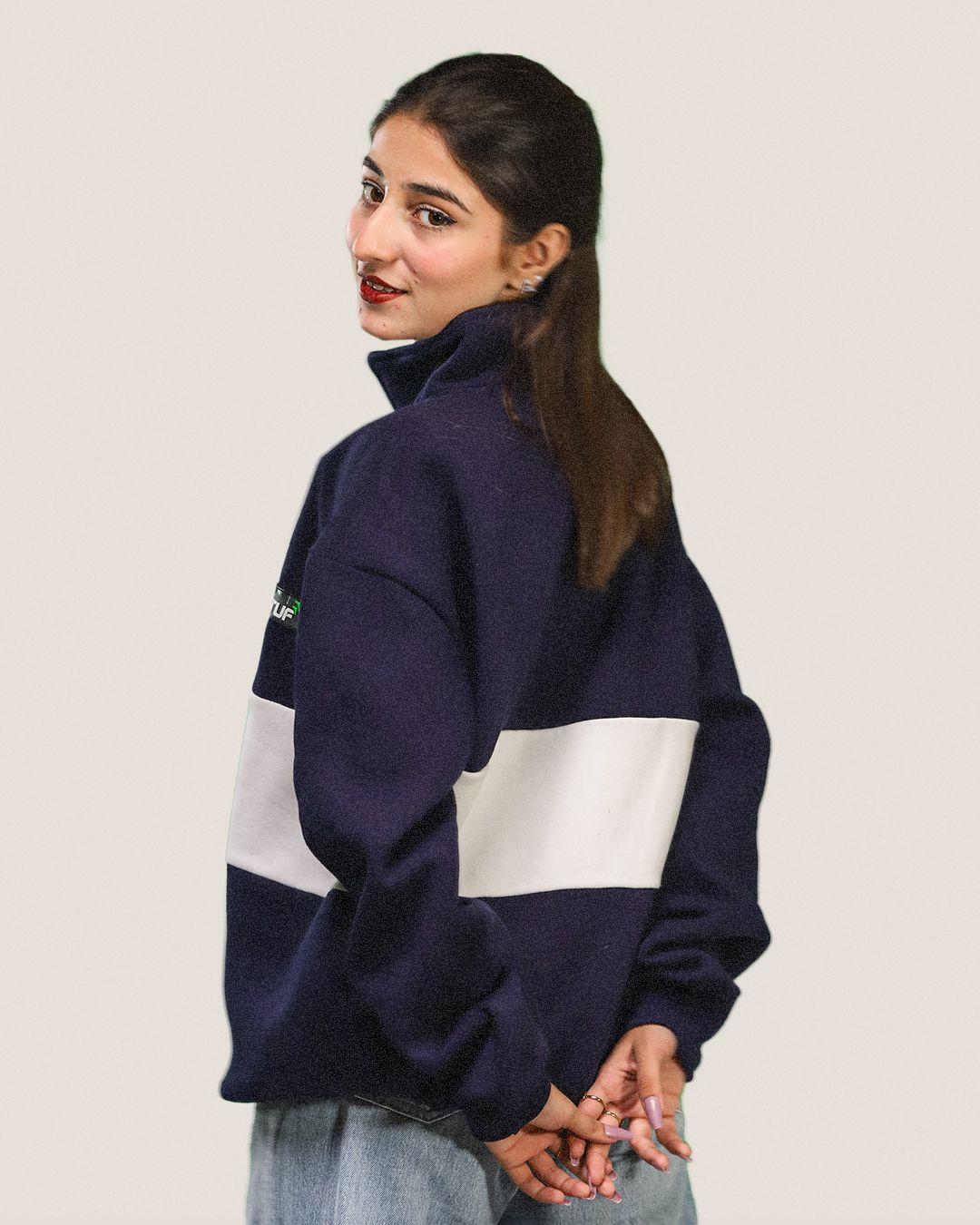 Heavyweight Collared-Navy Sweatshirt Fleece Nextuf.Store 