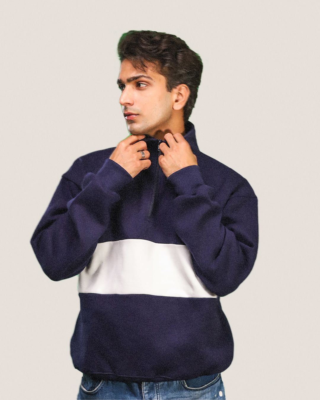 Heavyweight Collared-Navy Sweatshirt Fleece Nextuf.Store 