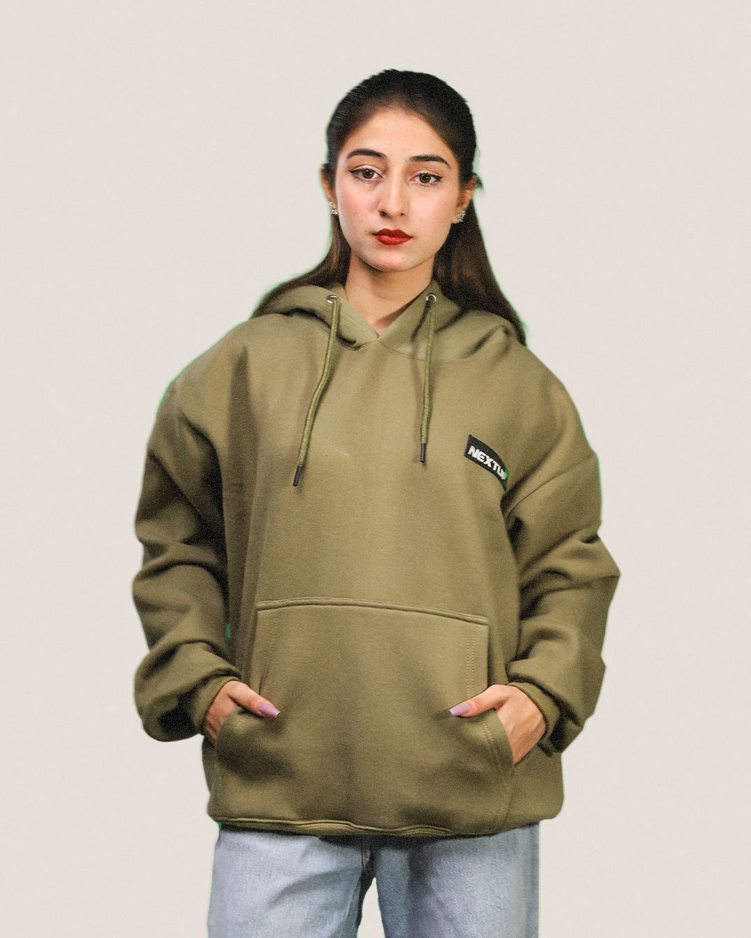 Introverts Olive-green Hoodie Fleece Nextuf.Store 