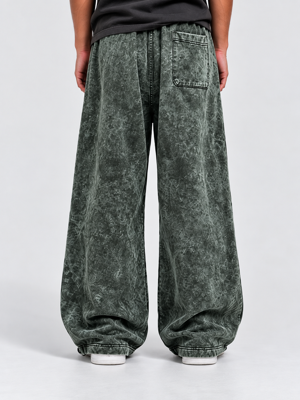 Acid-Washed Green Baggy Trouser
