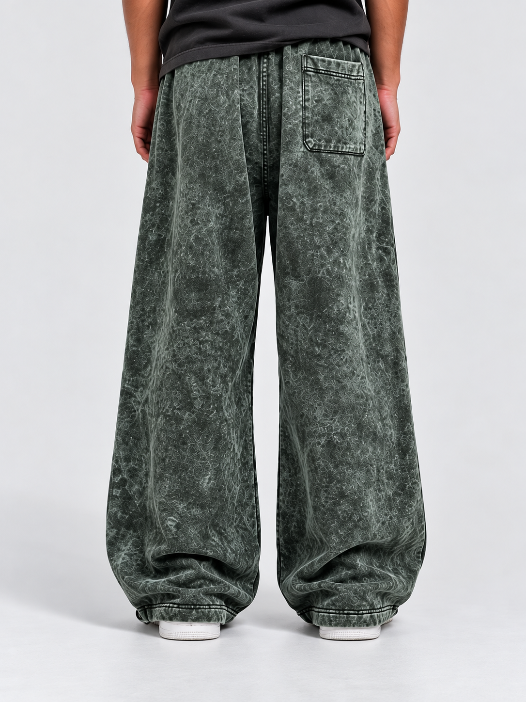 Acid-Washed Green Baggy Trouser
