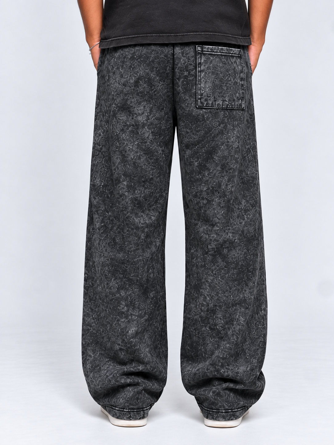 Stone Washed Black Baggy Trouser